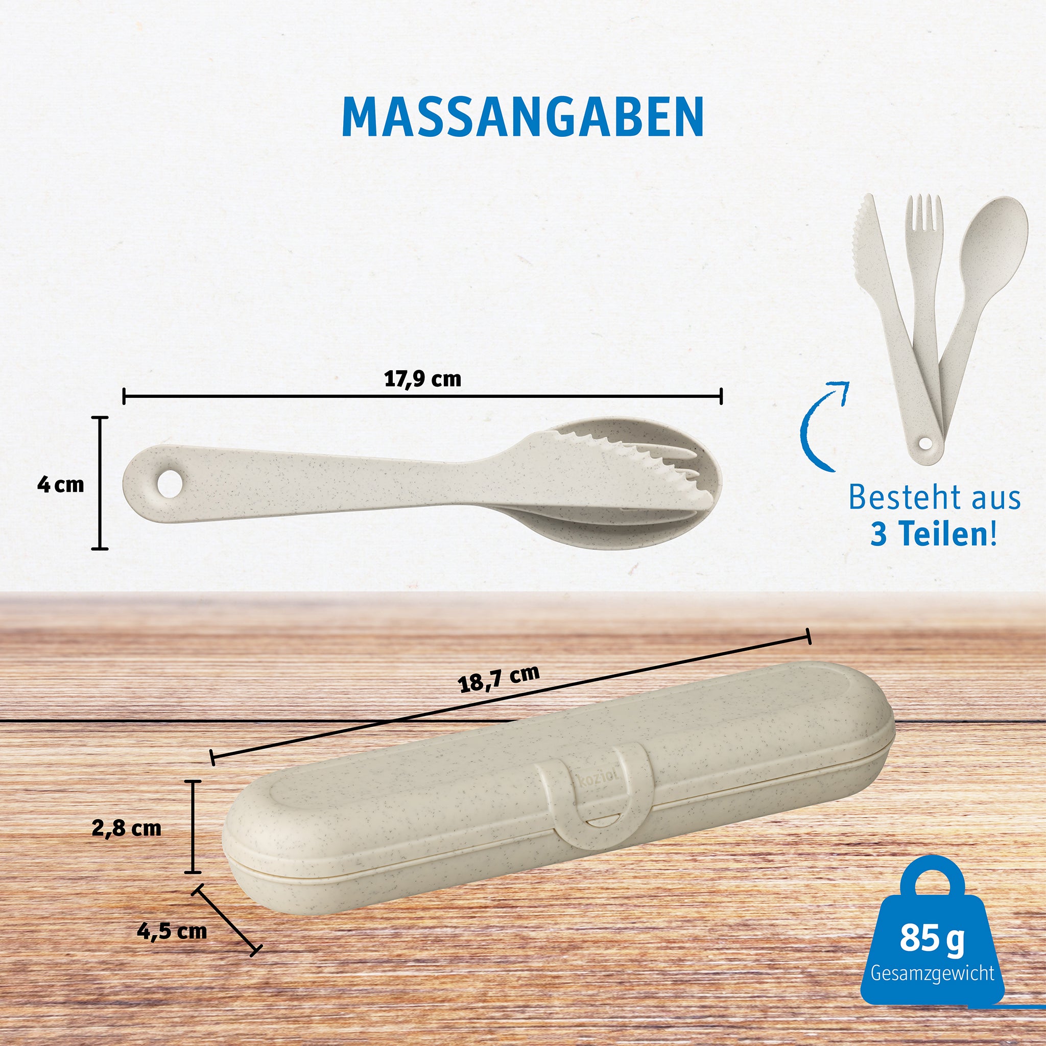 TWIST READY Besteck Etui + Besteckset 3-teilig